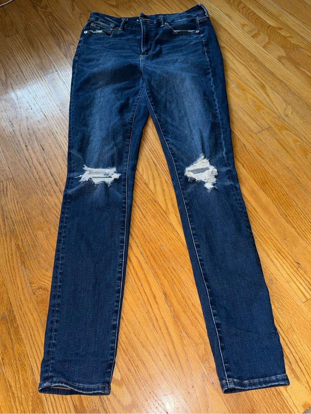American Eagle Outfitters Dark Blue Ripped Skinny Jeans